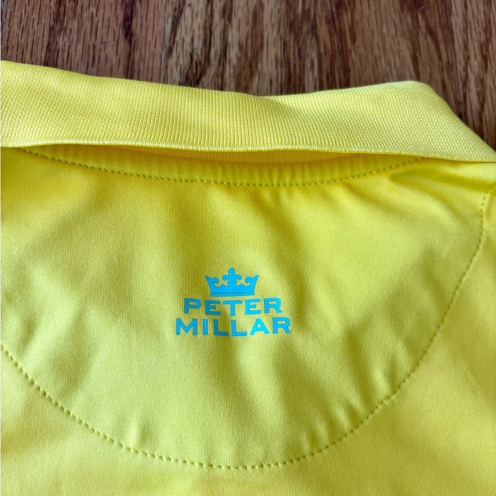 Peter Millar Element Bright Yellow Short Sleeve Zip Polo - Small - Picture 8 of 8